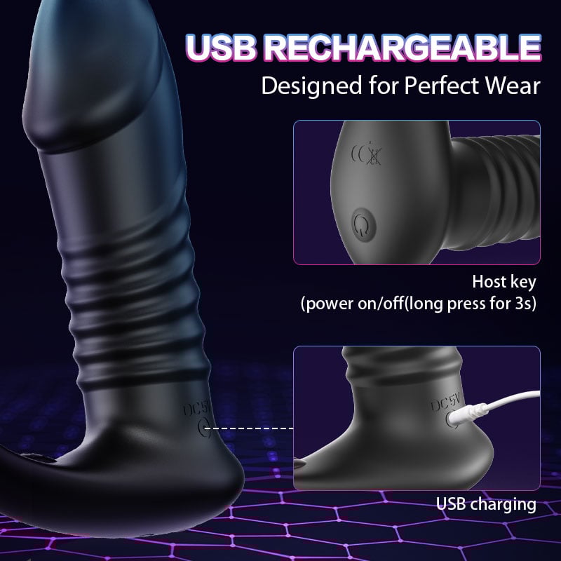 Thrilling Vibration 3 Thrusting Silicone Remote Control Cock Ring Anal Vibrator