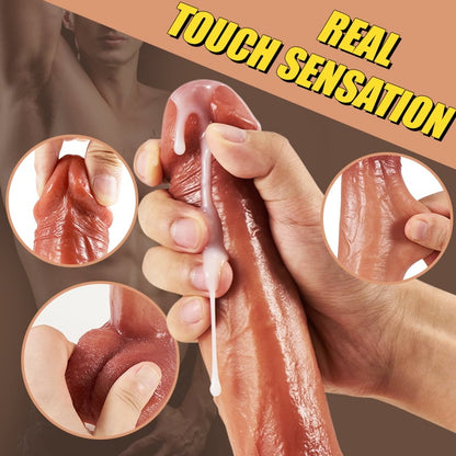 Realistic 9 Vibrating 3 Thrusting & Swinging Heating Bloodshot Dildo