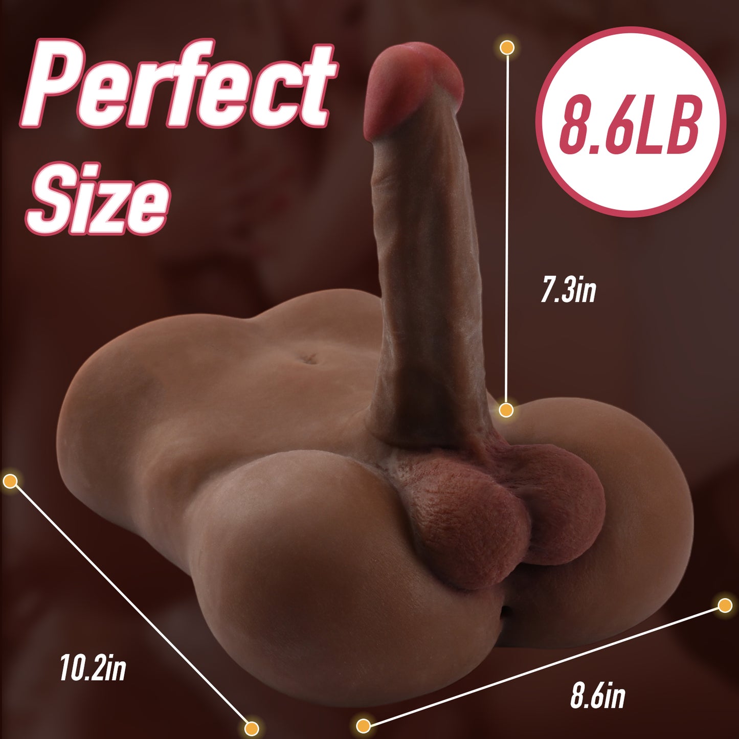 Sex Torso Doll with 8.7 inch Flexible Realistic Dildo