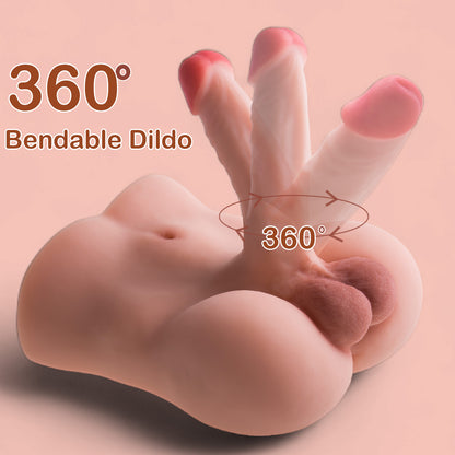 Sex Torso Doll with 8.7 inch Flexible Realistic Dildo